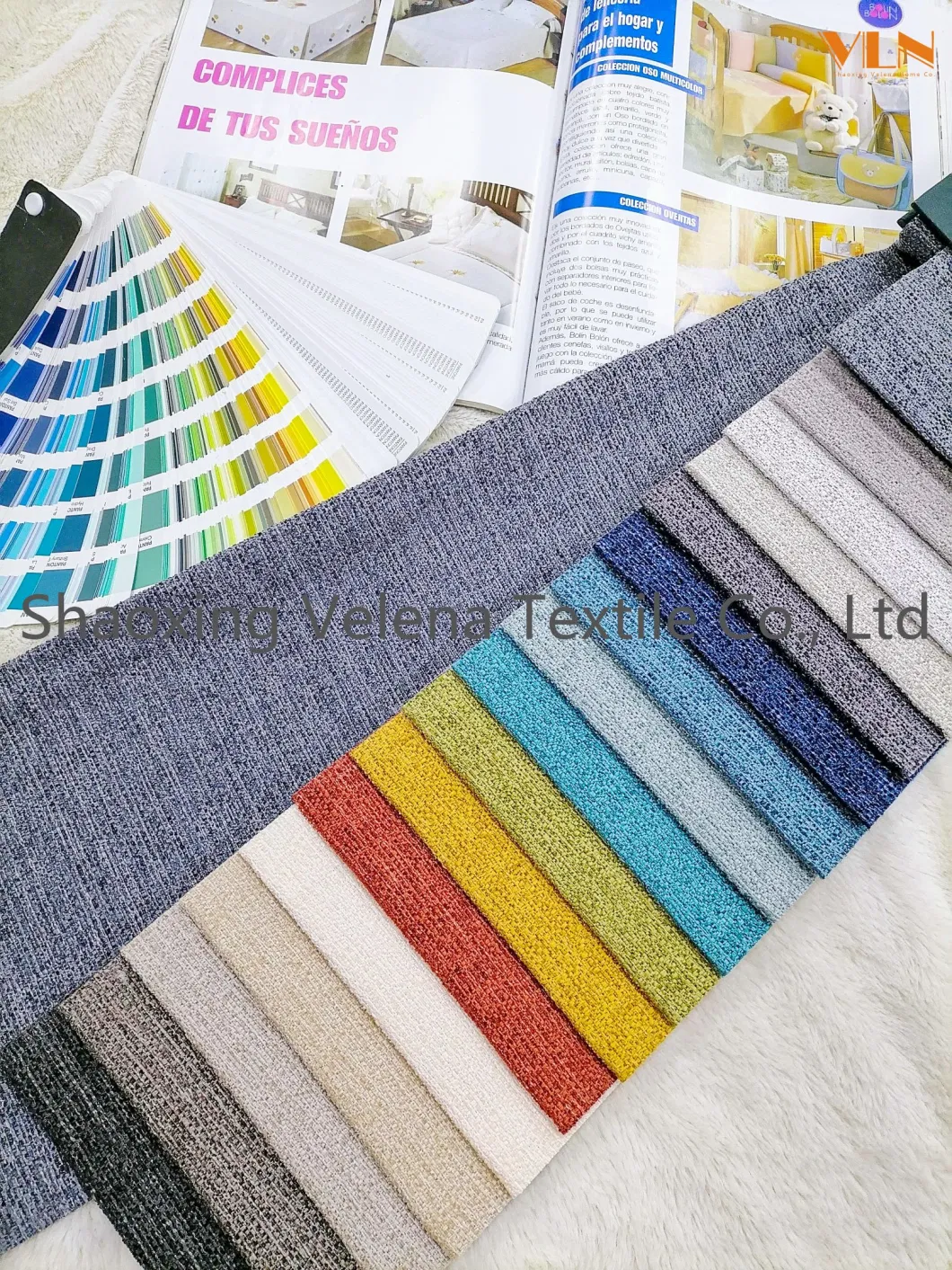 Polyester Linen Look Woven Yarn Dyed Fabric Upholstery Hotel Sofa Curtain Furniture Home Textile Fabric