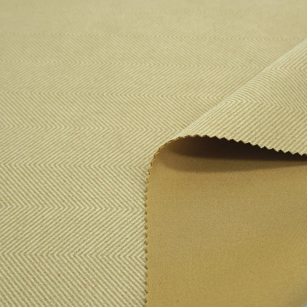 Bronzing Polyester Spandex Knitting Suede Fabric with Herringbone Style