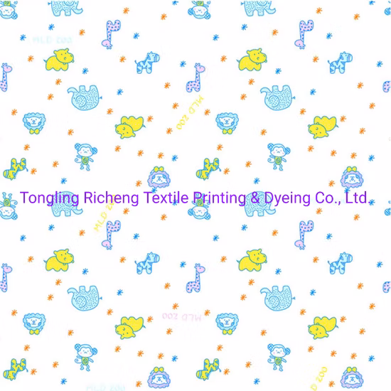 Custom Digital Cartoon Printed Linen Cotton Woven Fabric